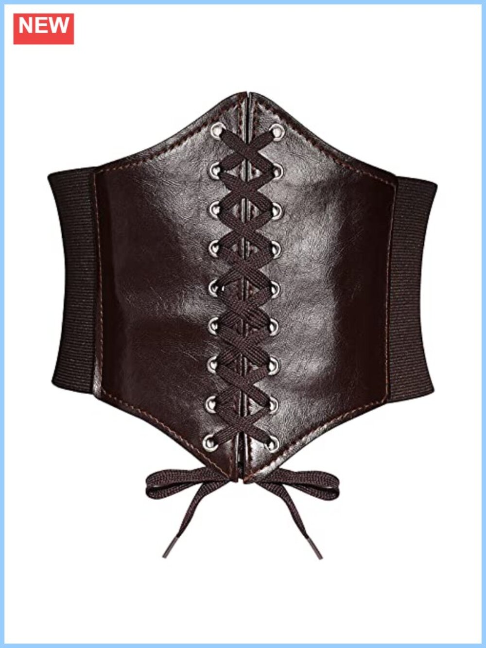Women's PU Leather Lace-Up Corset Belt Waspie Wide Elastic Waist Cinch Belt